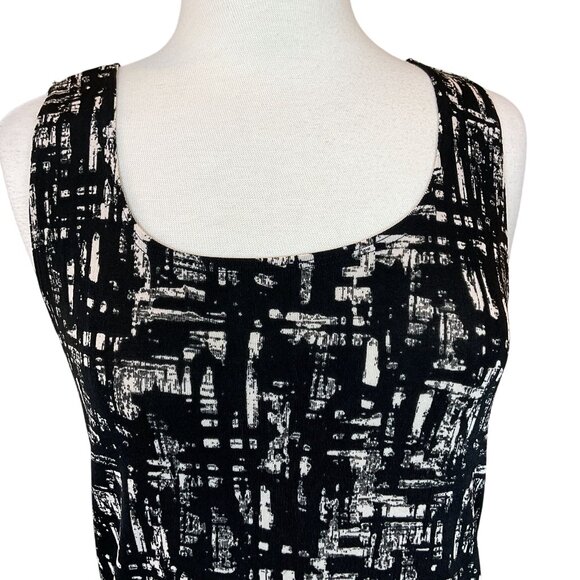 Chicos Travelers Black & White Abstract Sleeveless Scoop Neck Tank Small - Picture 2 of 7